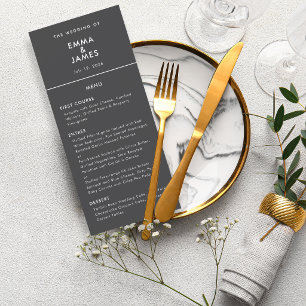 Schwarze Reverse Ampersand Hochzeit   Elegant Menükarte