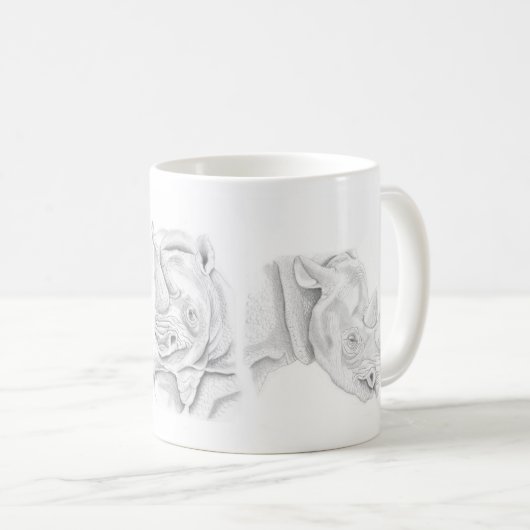 Schwarze Rhino-Tasse Kaffeetasse (VorderseiteRechts)