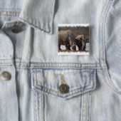 Schwarze Rhinos-quadratisches Button (Beispiel)