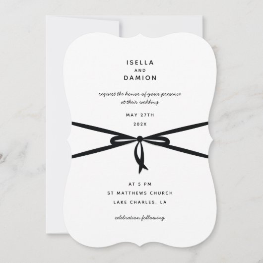 SCHWARZE RIBBON & BOW EINLADUNG (Vorderseite)