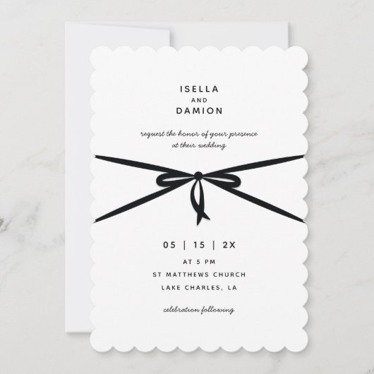 SCHWARZE RIBBON & BOW EINLADUNG (Vorderseite)