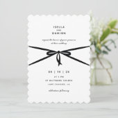 SCHWARZE RIBBON & BOW EINLADUNG (Stehend Vorderseite)