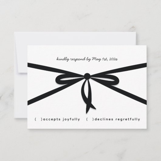 SCHWARZE RIBBON & BOW RSVP KARTE (Vorderseite)