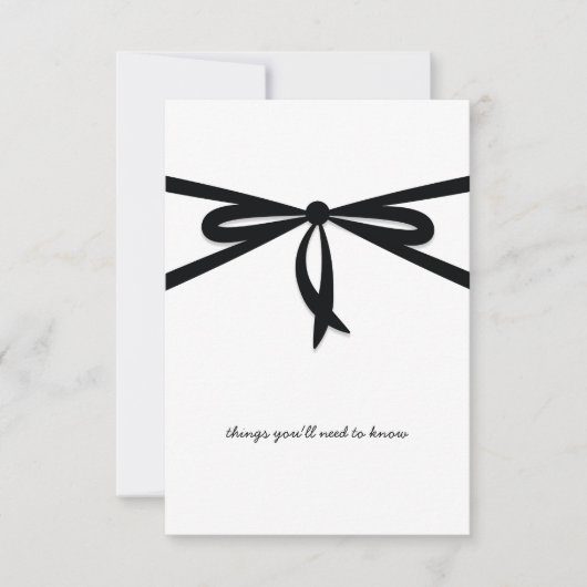 SCHWARZE RIBBON & BOW RSVP KARTE (Vorderseite)