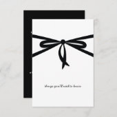 SCHWARZE RIBBON & BOW RSVP KARTE (Vorne/Hinten)