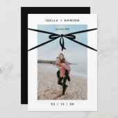 SCHWARZE RIBBON & BOW SAVE THE DATE EINLADUNG (Vorne/Hinten)