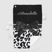 Schwarze Ribbon Leopard Print Golfhandtuch (Insitu)