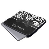 Schwarze Ribbon Leopard Print Laptopschutzhülle (Vorne Knopf)