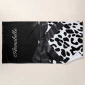 Schwarze Ribbon Leopard Print Strandtuch (Vorderseite)