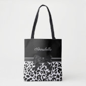 Schwarze Ribbon Leopard Print Tasche (Vorderseite)