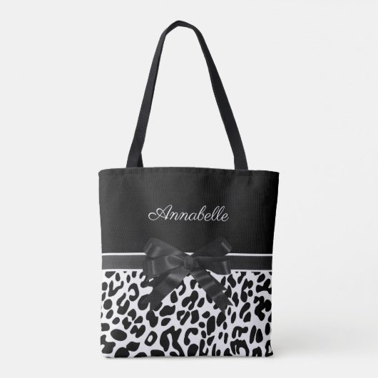 Schwarze Ribbon Leopard Print Tasche (Rückseite)