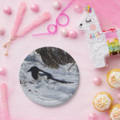 Schwarze Rocky Mountain Magpie Papierplatte Pappteller (Party)