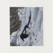 Schwarze Rocky Mountain Magpie Tapestes Wandteppich (Vorderseite)