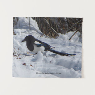 Schwarze Rocky Mountain Magpie Tapestes Wandteppich