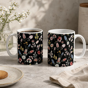 Schwarze Romantische Melancholische Wasserfarben-W Kaffeetasse
