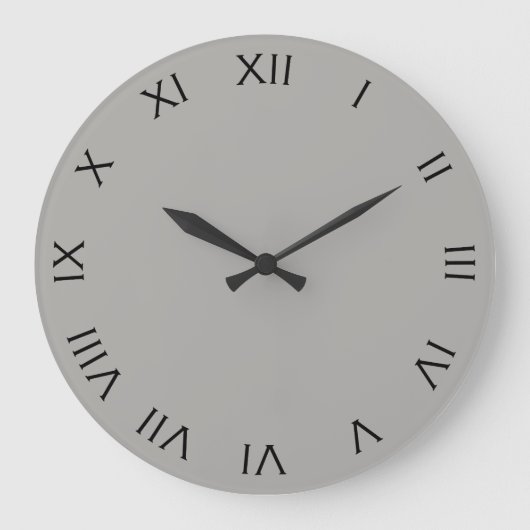 Schwarze römische Zahlen auf dem Gray Wall Clock B Große Wanduhr (Vorderseite)