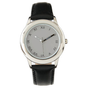 Schwarze römische Zahlen auf grauem Wat Armbanduhr
