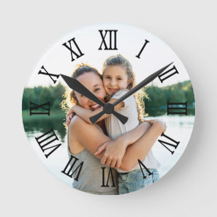 Schwarze römische Ziffern Foto für Papa Runde Wanduhr
