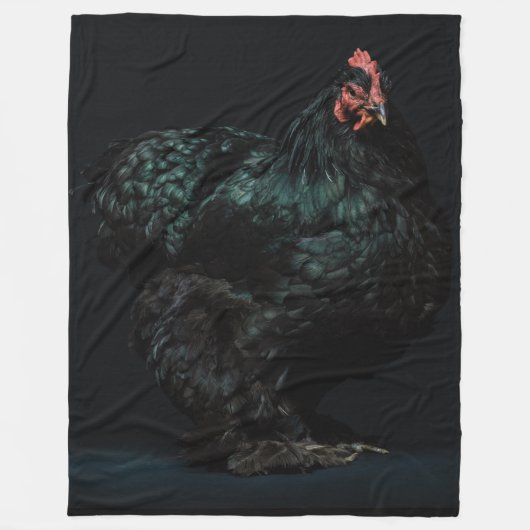 SCHWARZE ROOSTER FLEECEDECKE (Vorderseite)