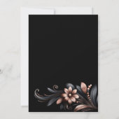 Schwarze rosa Blumen Geburtstagsfeier Einladung (Rückseite)