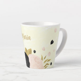 schwarze rosa Blumen gold botanische Hochzeit Milchtasse