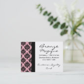 Schwarze rosa Damast-Firmenkunde-Loyalitäts-Karten Treuekarte (Stehend Vorderseite)