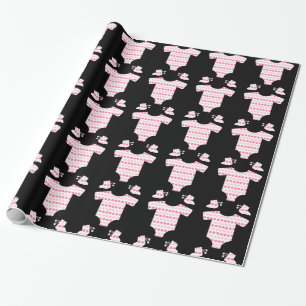Schwarze rosa Dolka Geschenkpapier