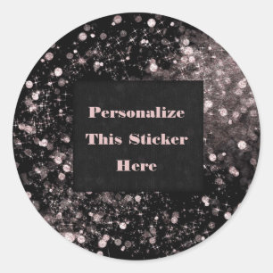 Schwarze & rosa funkelnde Lichter Glamour Glitter Runder Aufkleber