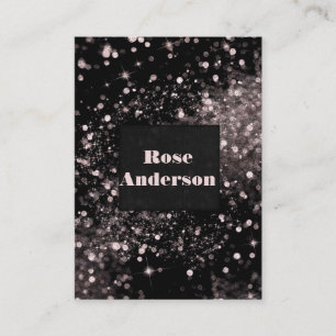 Schwarze & rosa funkelnde Lichter Glamour Glitter Visitenkarte