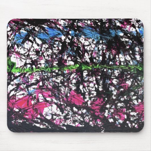 Schwarze, rosa, grüne, blaue Marmorkunst Mousepad (Vorne)
