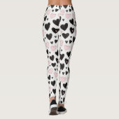 Schwarze rosa Herzen Leggings (Rückseite)