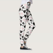 Schwarze rosa Herzen Leggings (Rechts)