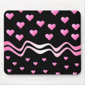 Schwarze rosa Herzen und Bänder Mousepad (Vorne)