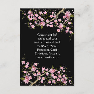 Schwarze rosa japanische Kirschblüten-Hochzeit Einladung