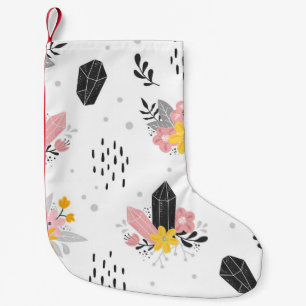 Schwarze, rosa Kristalle, florales nahtloses Muste Kleiner Weihnachtsstrumpf