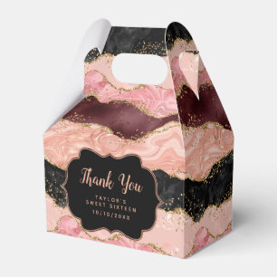 Schwarze rosa Perlen Agat Süße Sechzehn Danke Geschenkschachtel