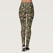 Schwarze rosa Rosen Blumen Leggings (Rückseite)