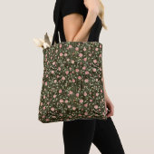 Schwarze rosa Rosen Blumen Tasche (Von Nahem)