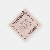 Schwarze rosa Schleife Brautparty Serviette (Ecke)