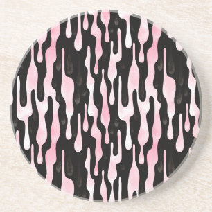 Schwarze rosa Tropfen Getränkeuntersetzer