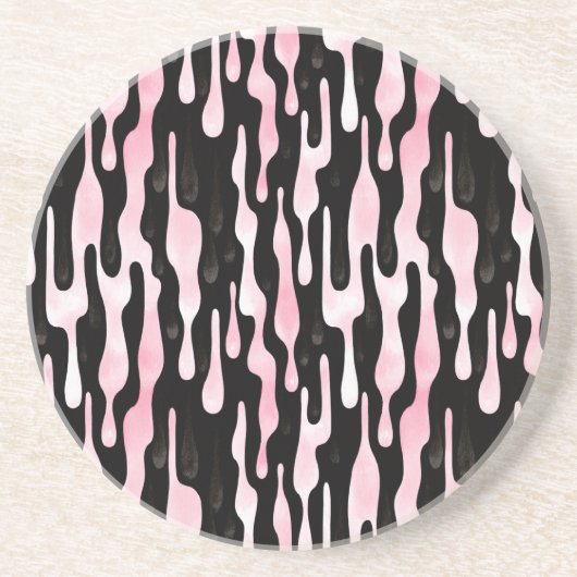 Schwarze rosa Tropfen Getränkeuntersetzer (Vorne)