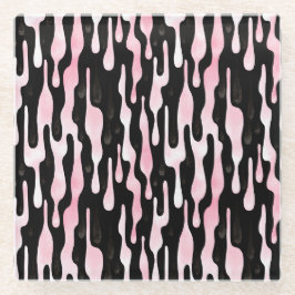 Schwarze rosa Tropfen Glasuntersetzer