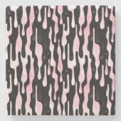 Schwarze rosa Tropfen Steinuntersetzer (Vorderseite)