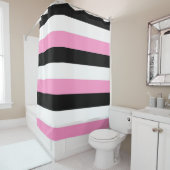 Schwarze, rosa und weiße Streifen Duschvorhang (Beispiel)