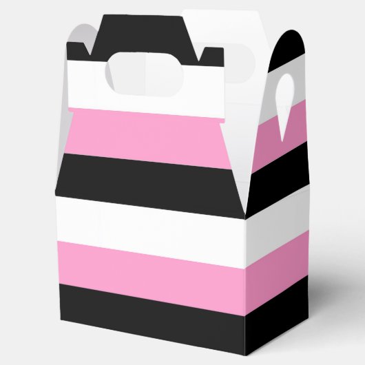 Schwarze, rosa und weiße Streifen Geschenkschachtel (Geöffnet)