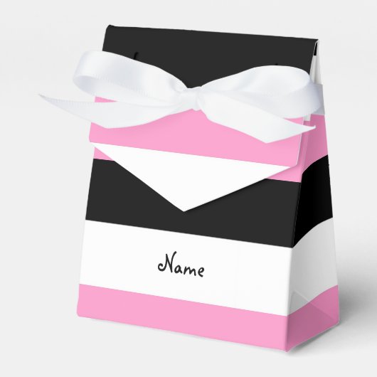Schwarze, rosa und weiße Streifen Geschenkschachtel (Vorderseite)