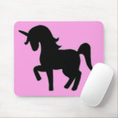 Schwarze rosa Unicorn-Silhouette Mousepad (Mit Mouse)