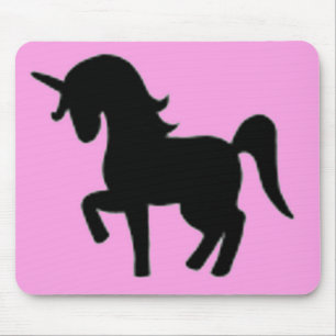 Schwarze rosa Unicorn-Silhouette Mousepad