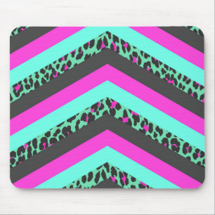 Schwarze rosa Zickzack Streifenaquamariner Mousepad