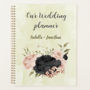 schwarze rosafarbene Blumen Hochzeit Planer